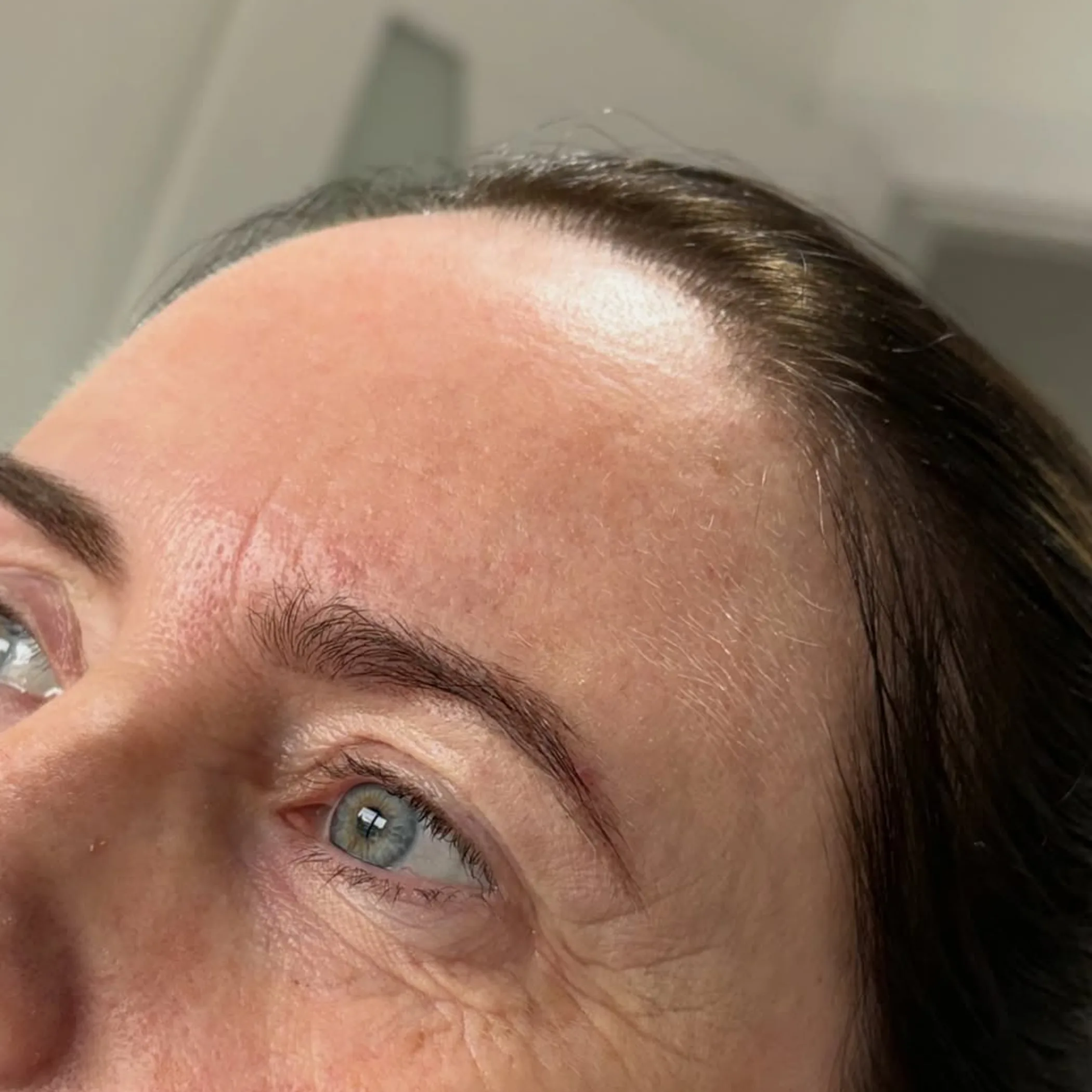 close-up of hybrid brows on skin