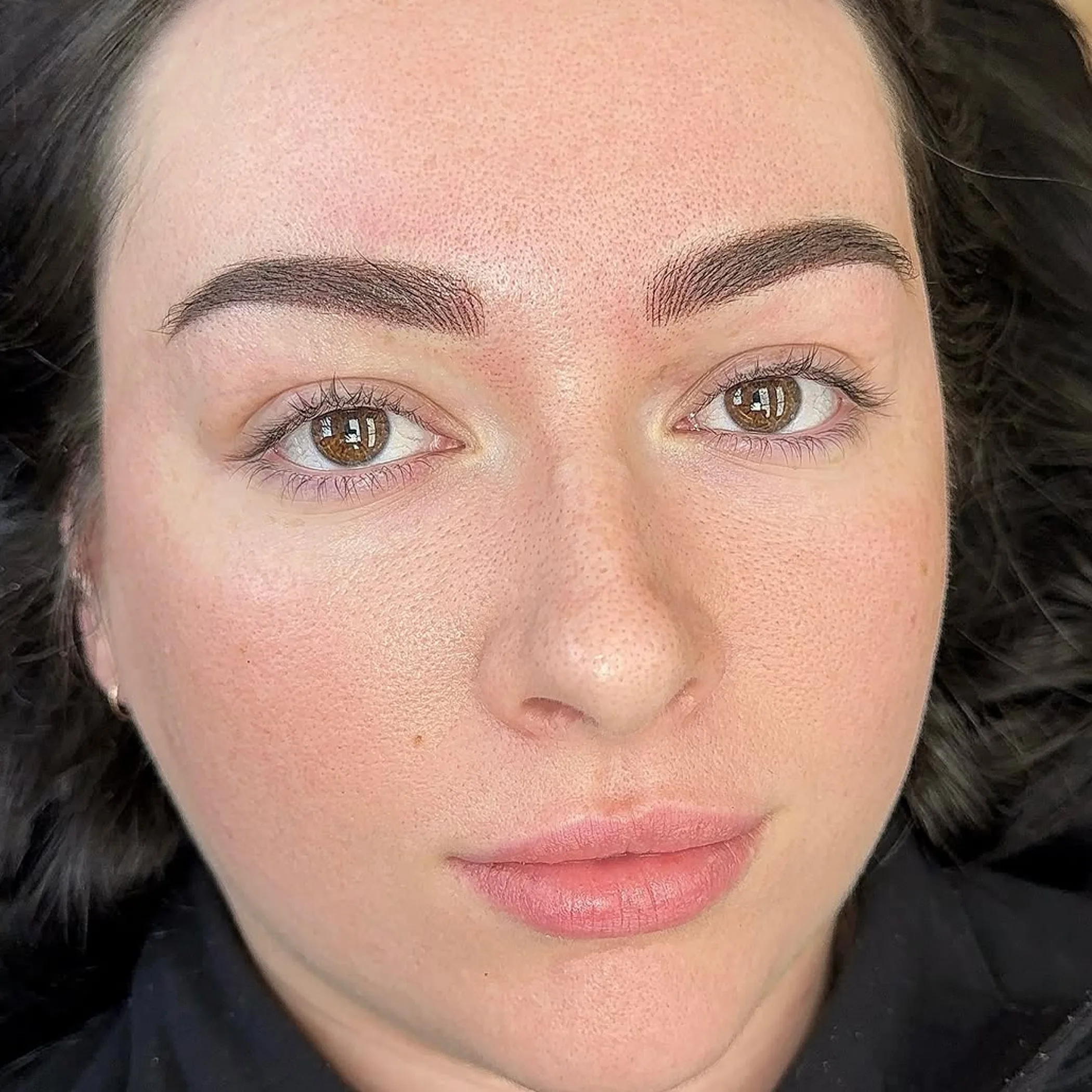 close-up of hybrid eyebrows